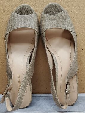 BCBGeneration Taupe Open-Toe Sling-back Wedges Size 8.5 B